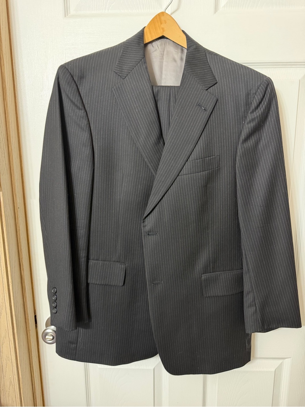 Men's Charcoal Pinstripe Suit - Classic Formal Jacket